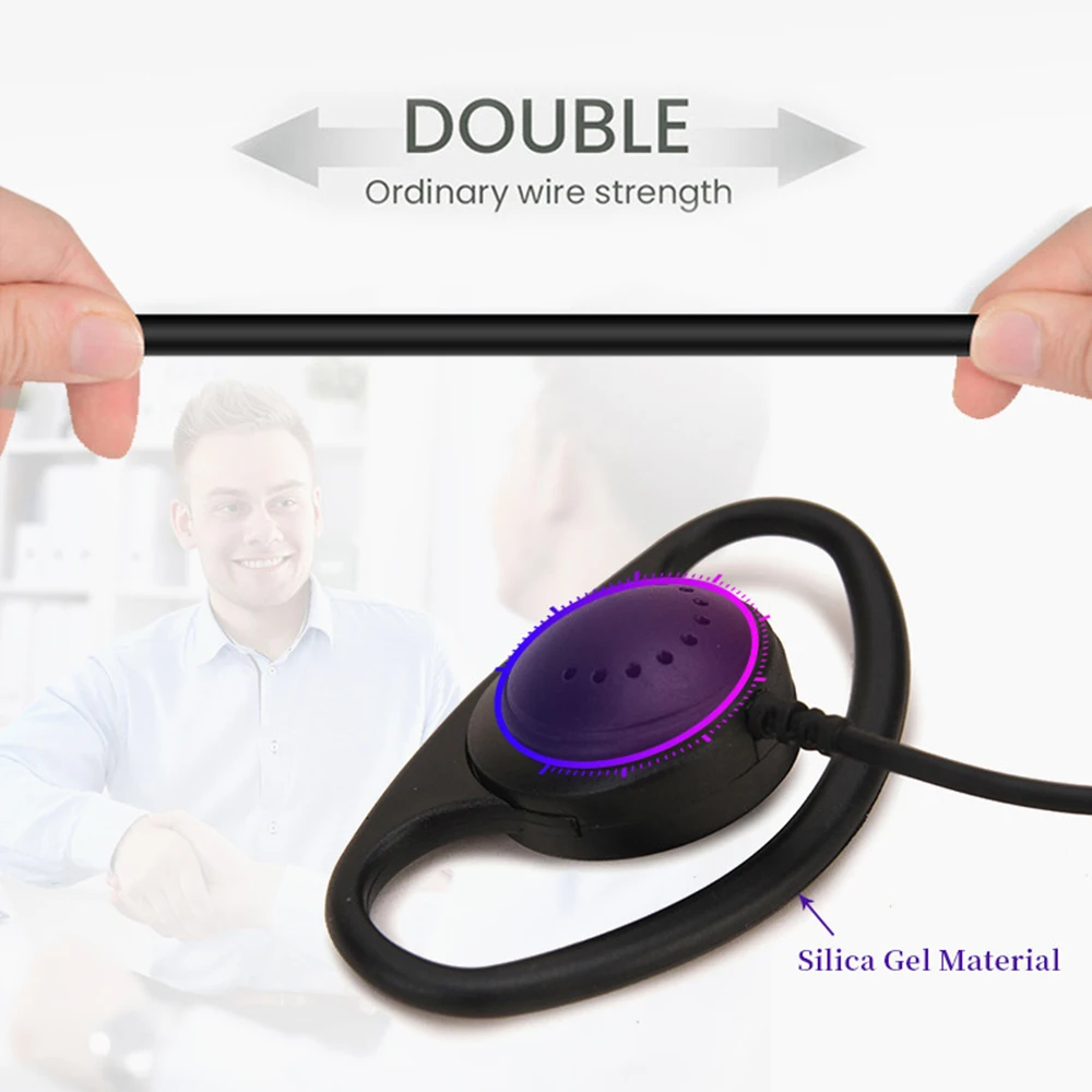 D Shape Soft Ear Hook Earpiece 3.5mm Clip Type Earphones Portable Stereophone Headphone for for Laptop PC