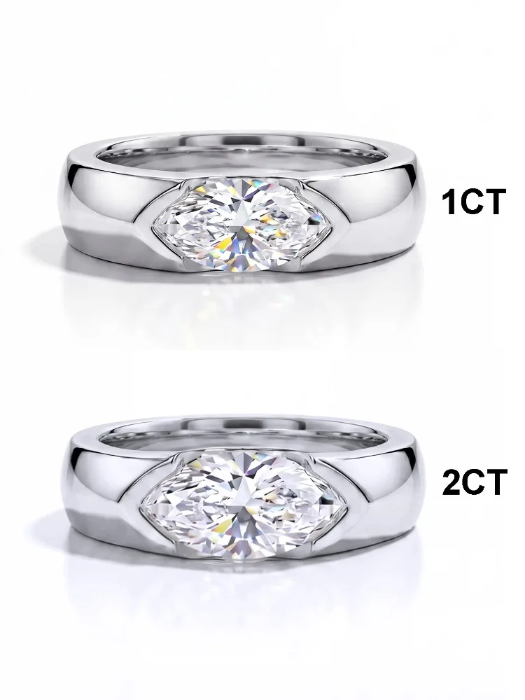 Modischer 925 Sterling Silber Echter 1CT Marquise Moissanit Diamant Hochzeitsring Verlobungsringe für Frauen Geschenk Edle Schmuckstücke – Detail 5