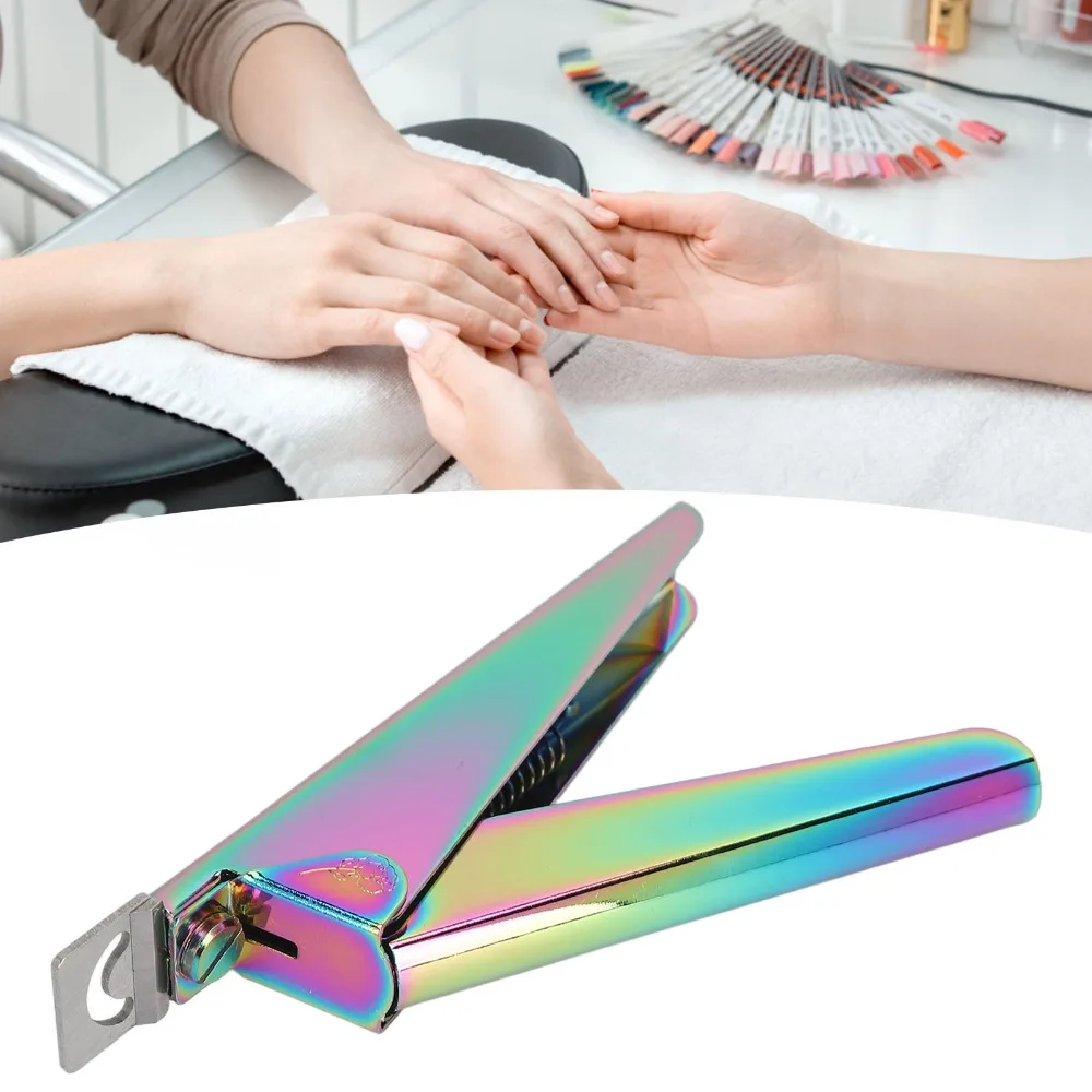 Stainless Steel Blade U-Shape Stainless Steel False Nail Tip Clipper Rainbow Color Rainbow Chameleon Acrylic Nail Trimmer