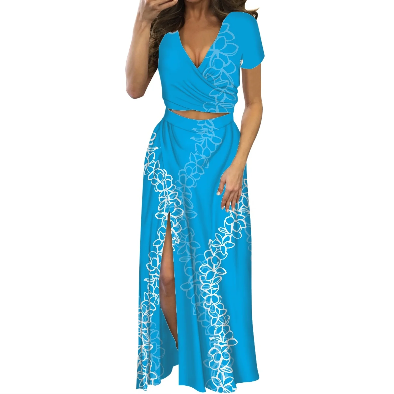 マロ-タトゥープリントのツーピースセット,半袖の衣装,ローカットのマキシビーチドレス,新しい夏のコレクション