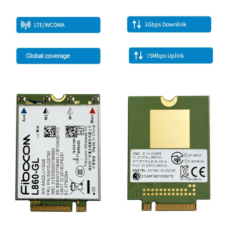 

L860-GL WWAN карта для Lenovo Thinkpad X1 7th 8th X1 Yoga 4th T490 T14 P14s T14s X13 P15s T15g 01AX796 5W10V25790 4G модуль LTE