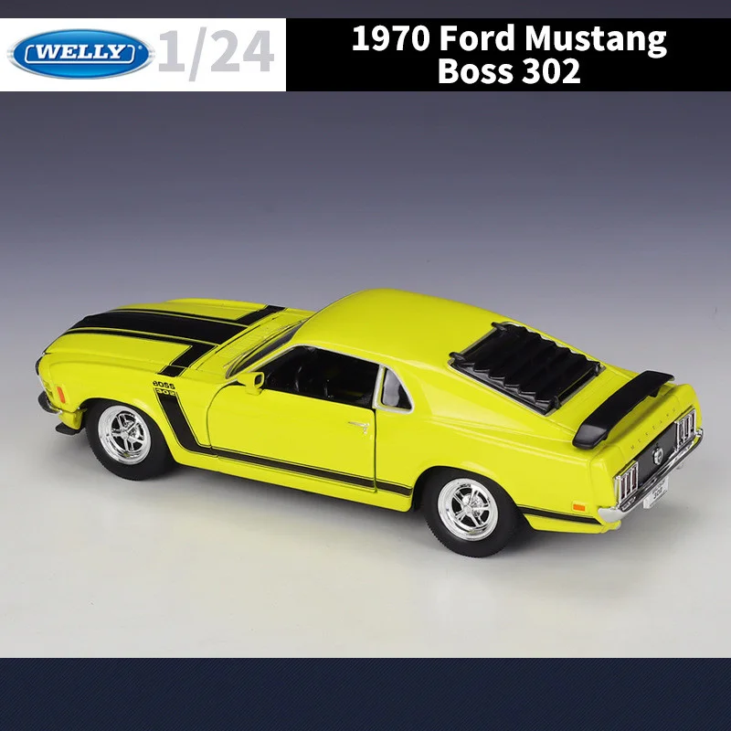 WELLY 1:24 1970 Ford Mustang BOSS 302 Alloy Racing Car Model Diecast Metal Sports Car Vehicle Model Simulation Children Toy Gift