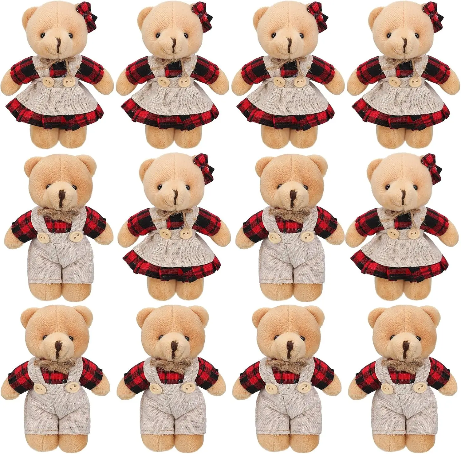 12-48Pcs Mini Bear Toy Tiny Bears Doll Bulk Soft Plush Stuffed Animals Small Bears for Keychain DIY Craft Baby Shower Birthday