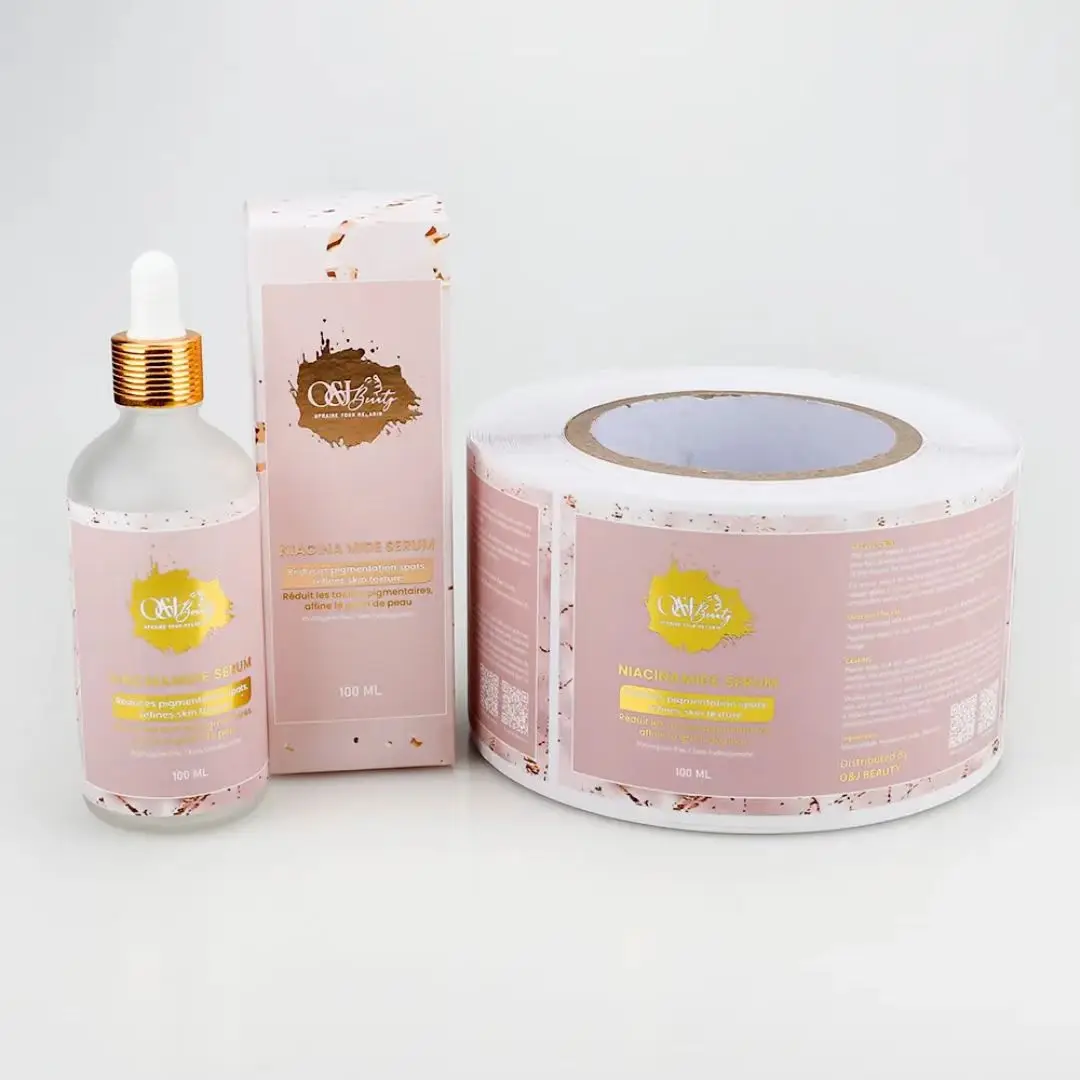 High-quality Custom Adhesive Waterproof Roll Label Printing for Cosmetic Bottle Packaging