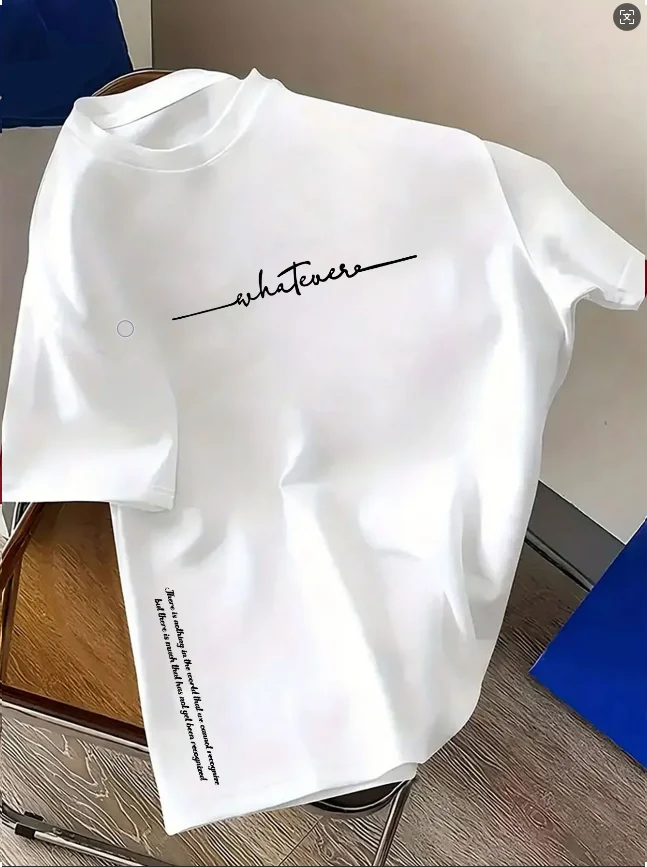 Spring and Summer  Casual Sports Loose Cotton T-shirt  Men's and Women's Simple Letter-Printed Round-neck Short-sleeved Top image 2
