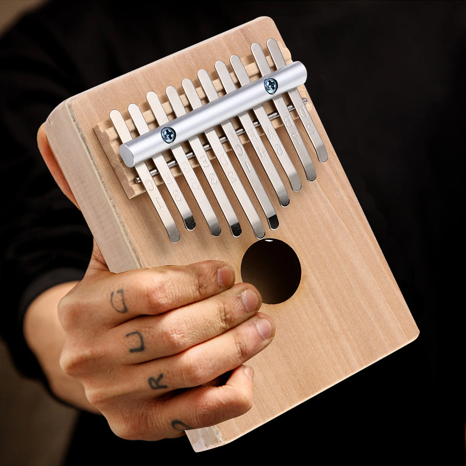 Polegar diy 10 teclas piano kalimba acessórios mini para graffiti instrumentos musicais superior e inferior compensado criança