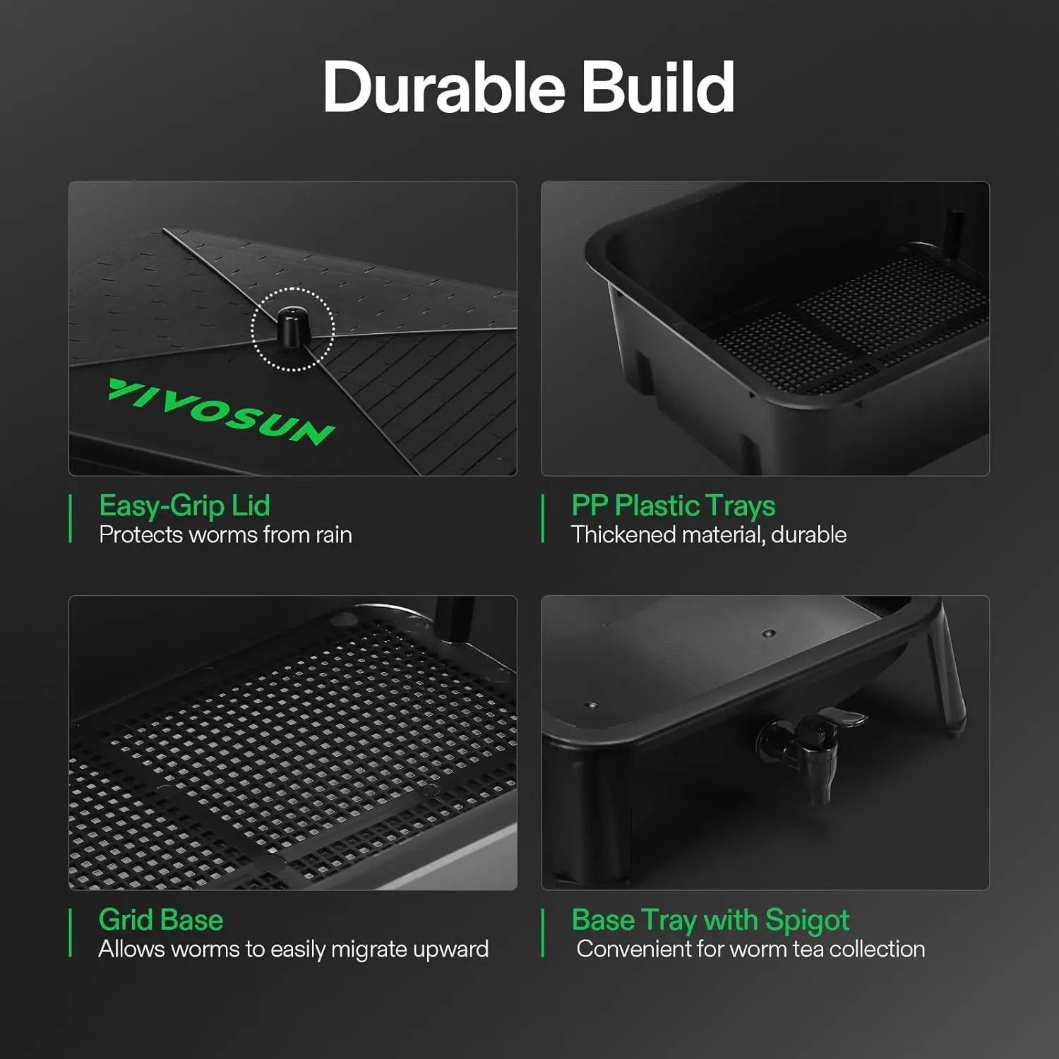 5-Layer Worm Compost Bin, 50L Capacity, Easy Setup Kit for Recycling Food Waste