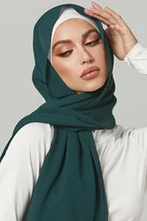 70*180CM Premium Chiffon Muslim Hijabs Scarf for Women Heavy Weight Shawls Headscarf Wraps Foulard Islamic Turban Headband
