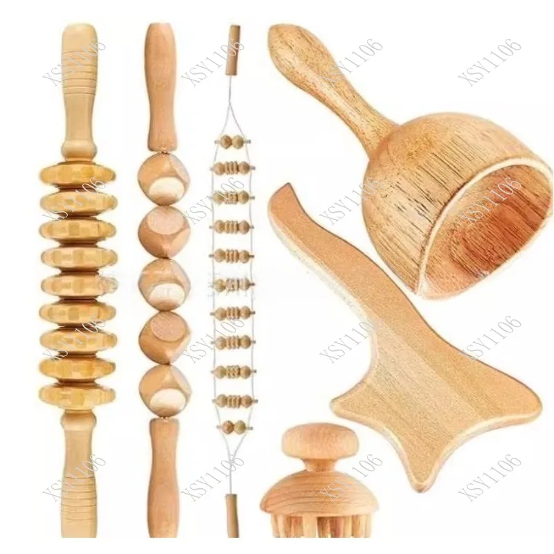 Wood Therapy Massage Tool Lymphatic Drainage Anti Cellulite Fascia Roller for Full Body Muscle Relaxation