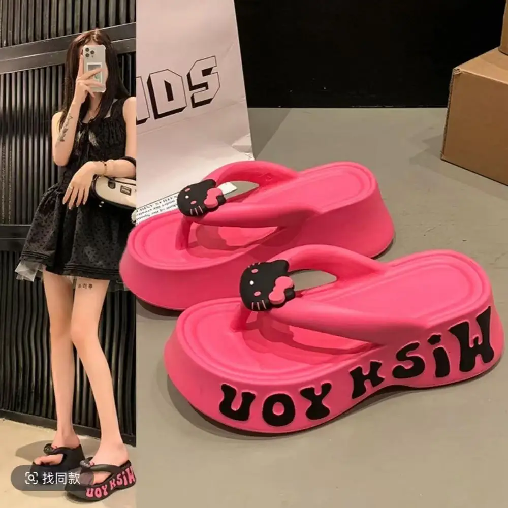 

Hello Kitty Cartoon Summer Slippers Women Kawaii Anime Cute Non-Slip Shoes Home Sandals Girls Student Thick Bottom Shoes Gift