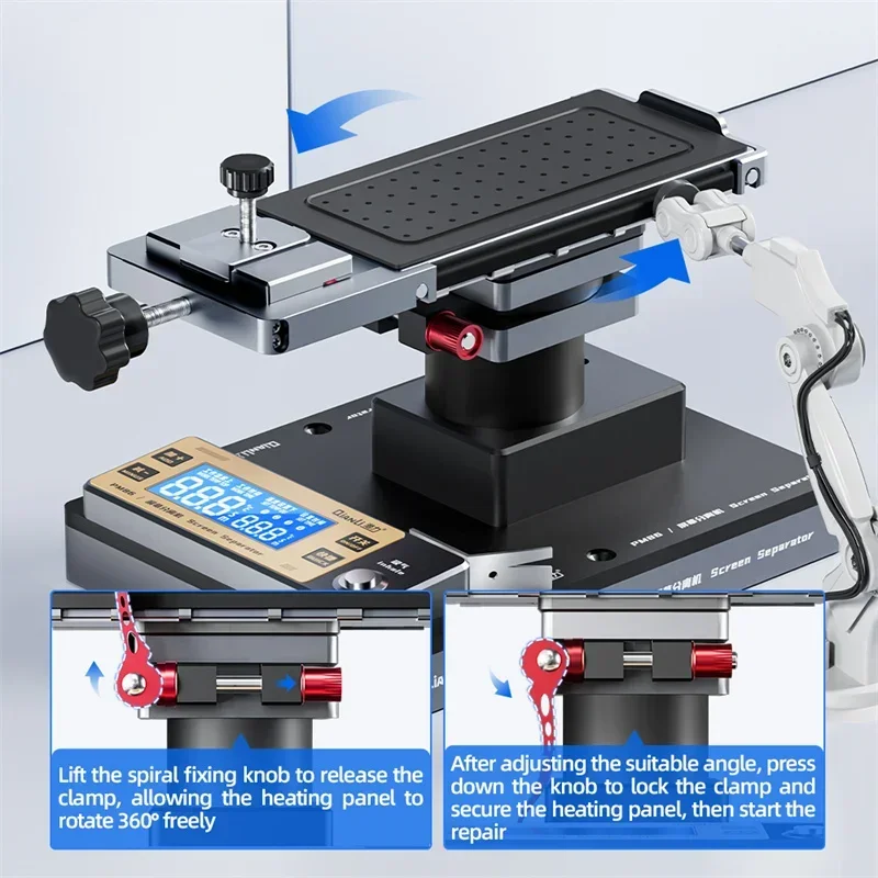 Separador de pantalla LCD Qianli PM86, estación de calefacción de rotación de 360 grados para máquina de separación LCD de teléfono curvo, recto y plegable
