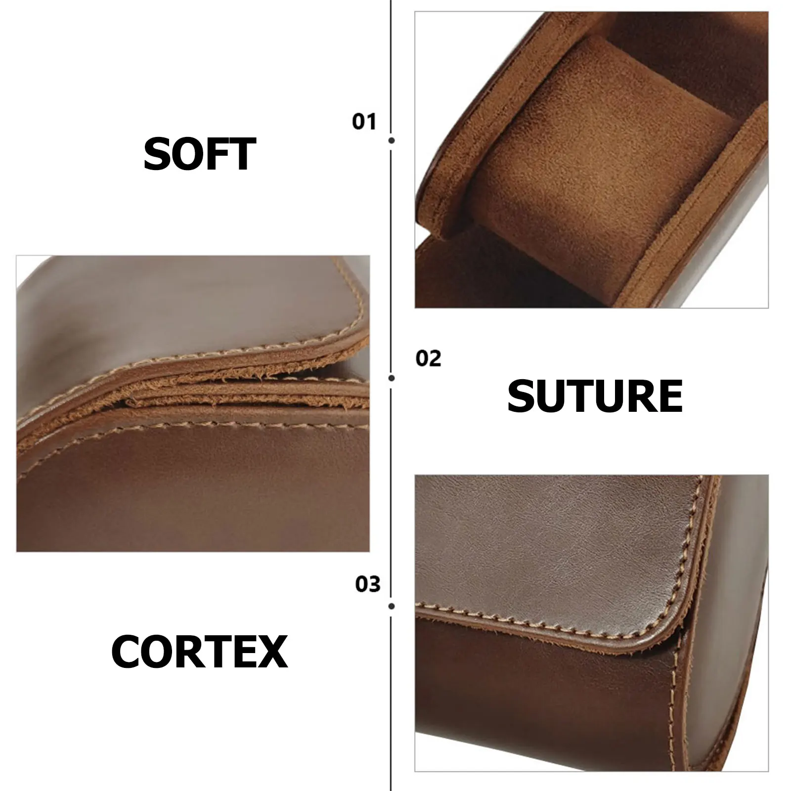 

2pcs Brown Watch Box Single Slot Travel Storage Vintage Design Portable Durable for Jewelry Gift Packaging