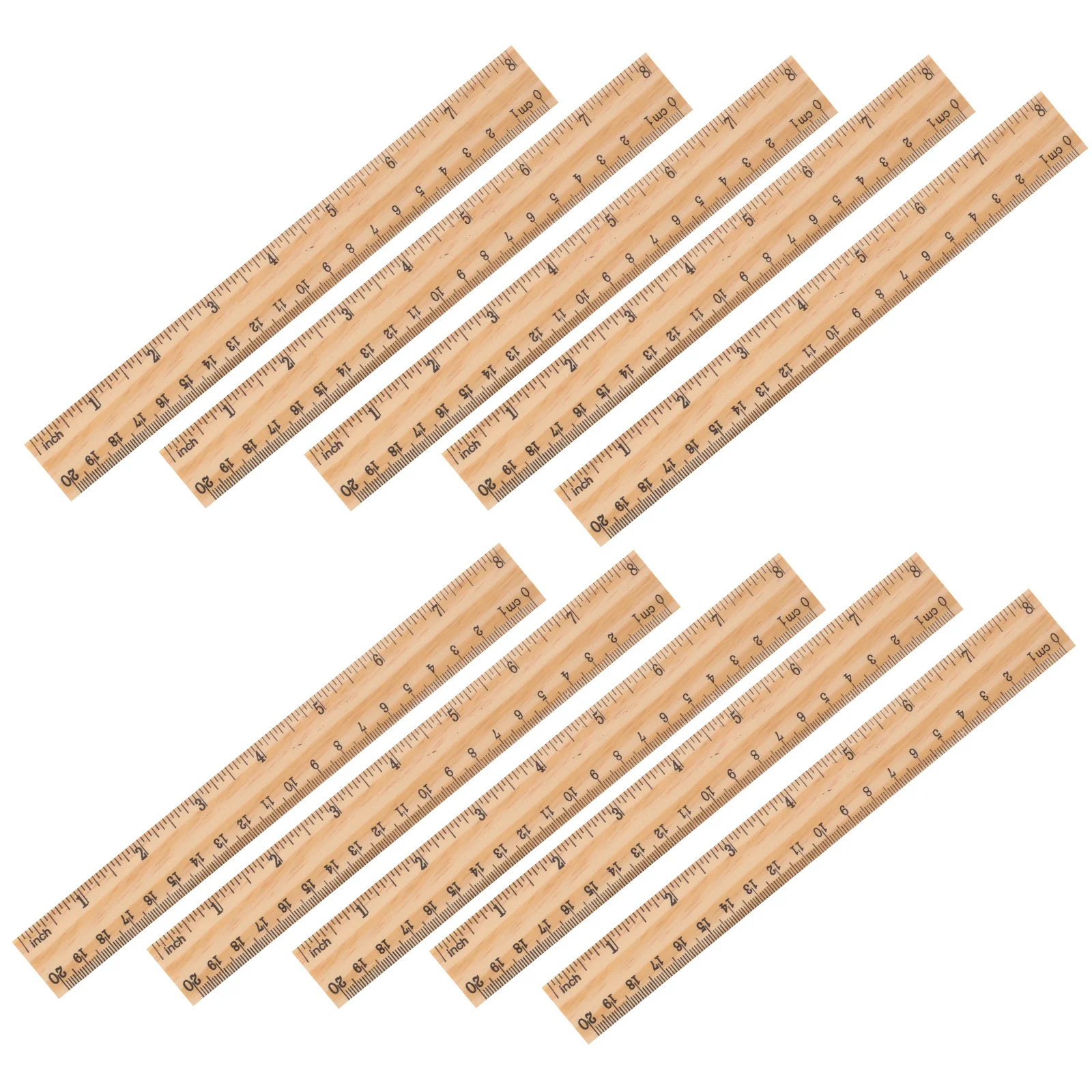 30Pcs Wood Straight Ruler 20cm Wooden Measuring Tool Training Aid for Students Office and School Use Straight Ruler
