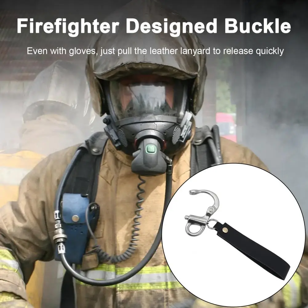 Sturdy Material Lanyard Release Firefighter Quick Release Shackle Set with Leather Handle 1000kg Load Capacity for Emergency