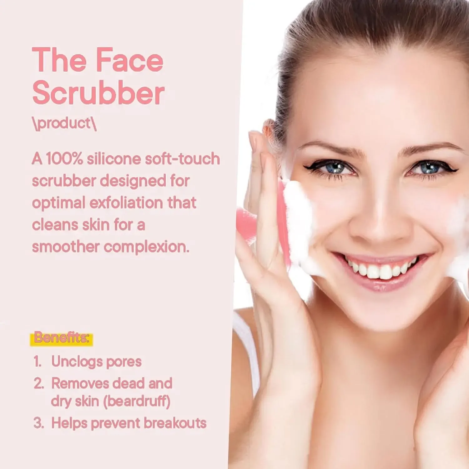 Handmatige siliconen reinigingsborstel, vierkante waterdichte exfoliërende schoonheidsborstel voor het verwijderen van mee-eters, gezichts- en lichaamsmassageborstel