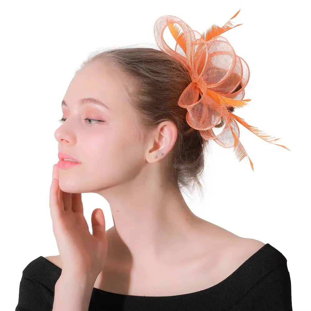 

Charming Elegant Ladies Fascinator Hair Clips Headwear Female Women Hair Accessories Hairpin With Fancy Feathers Headdress
