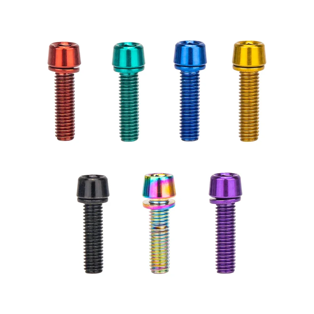 ZTTO 6pcs Bicycle Stem Bolt M5x18mm Steel Hexagon Screw MTB Road Bike Handlebar Stems Bolts Stiffen Colorful Rainbow