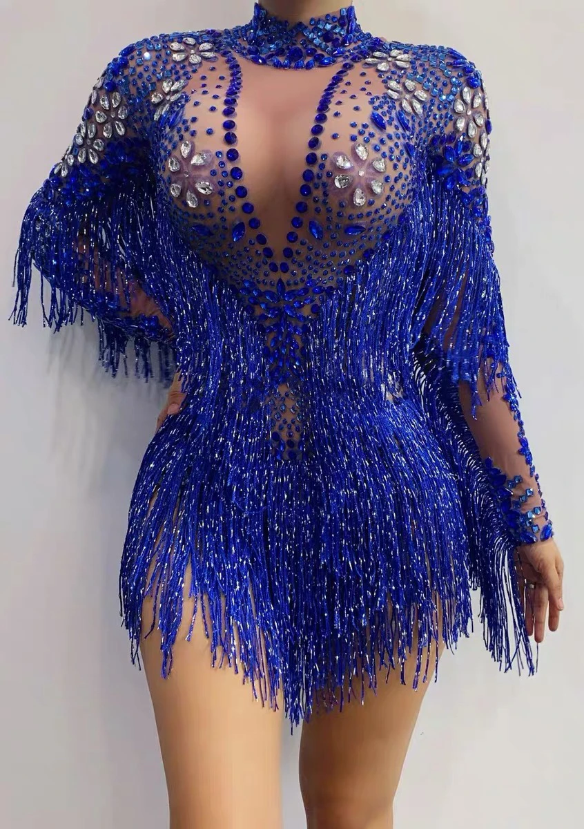 ยุโรปและอเมริกาเซ็กซี่มุมมองประกายพู่ฤดูใบไม้ร่วงแฟชั่นชุดเต้นรําละตินชุดบาร์ผู้หญิง DS performa