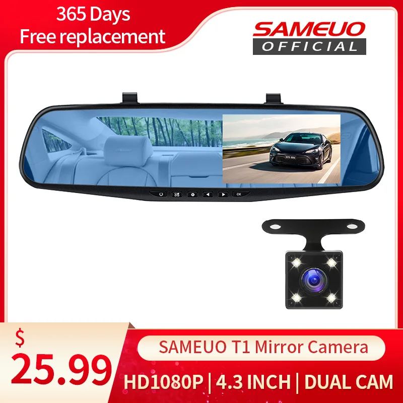 

Mirror cam car dvr with 2 cam Video recorder Dash Cam FHD1080P Dashcam 4.3inch Mirror Camera Car Dvr recorder Reverse camera