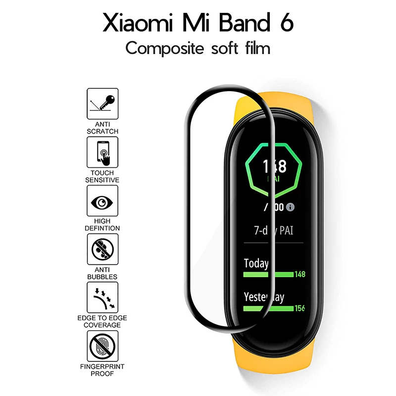 10D Film Glass for Xiaomi Mi band 8 7 6 5 4 Screen Protector Miband 6 Smart Watchband Full Protective Cover Case Strap Bracelet