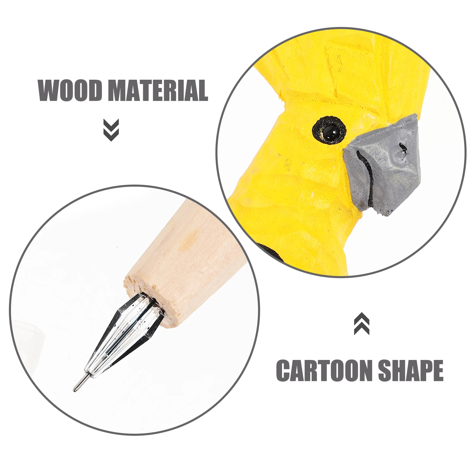

4 Pcs Ballpoint Pen Novelty Pens School Wood Carving Decorations Wooden Cartoon