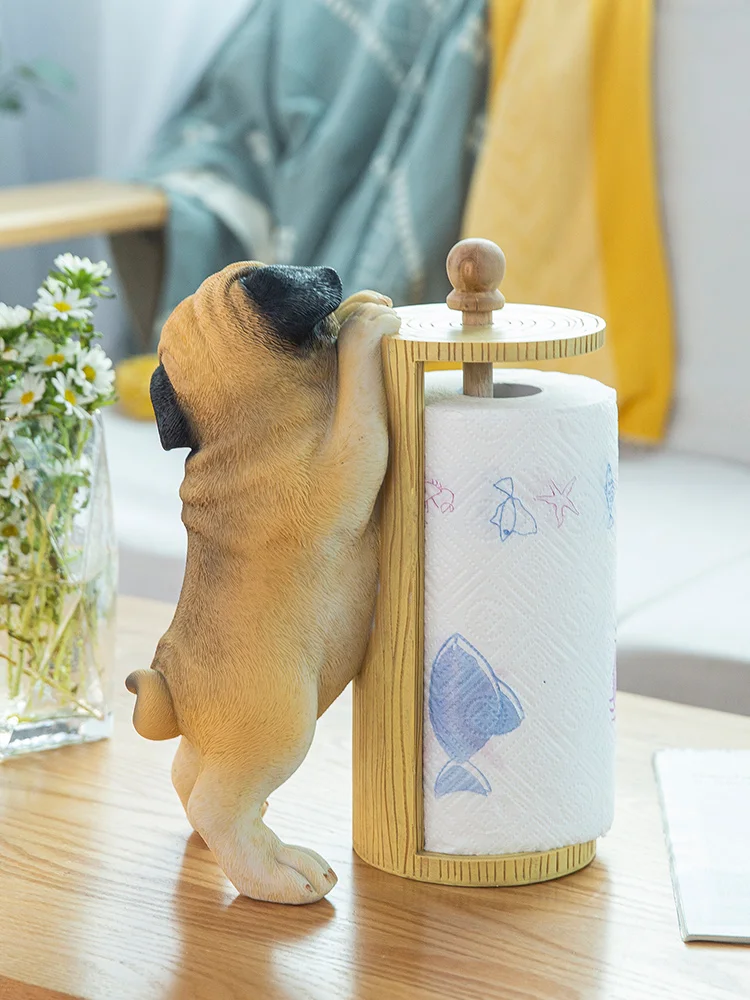 Creative Kitchen Paper Towel Holder Vertical Desktop Free Punch Cute Dog Roll Paper Holder Home Decoration Accessories DyuIhr