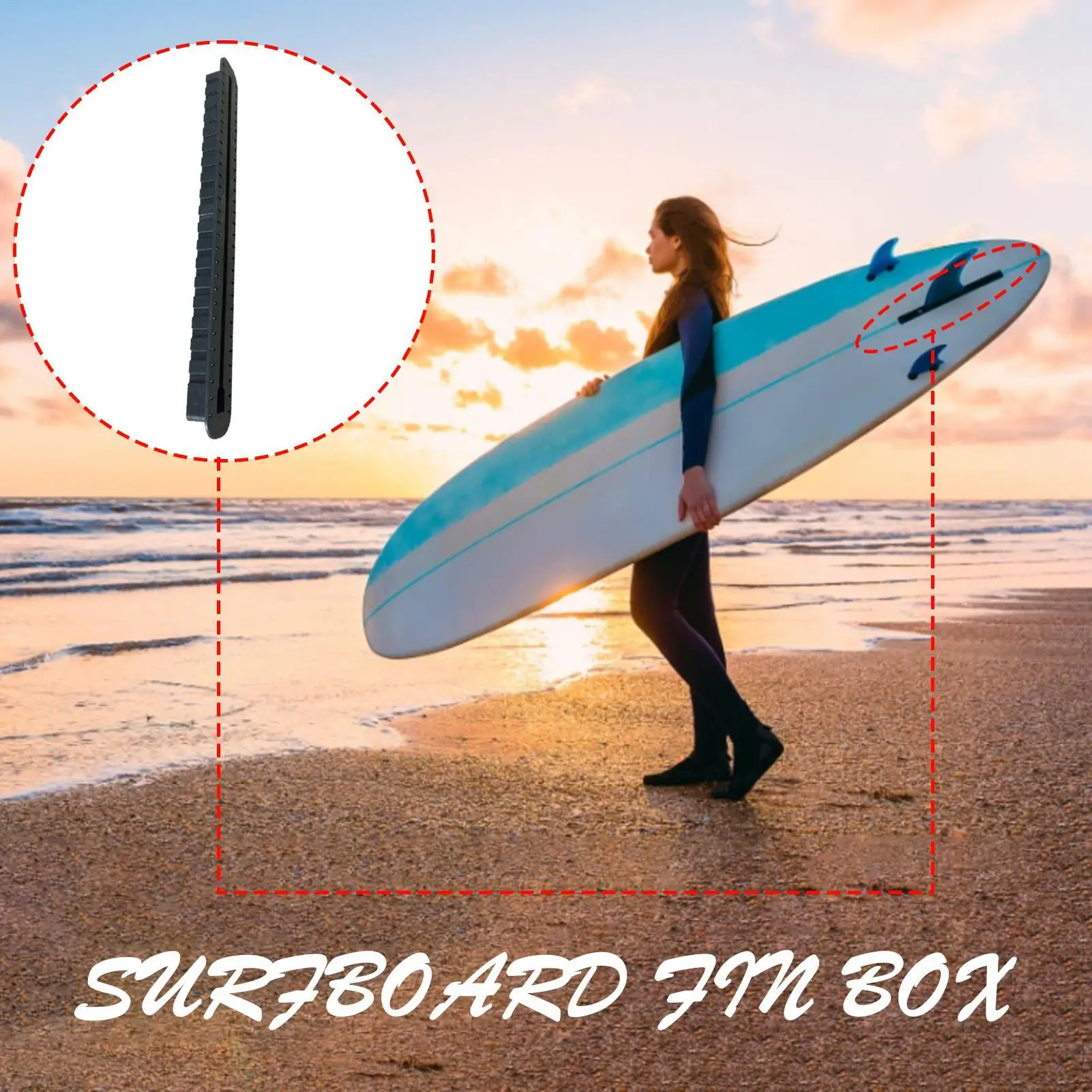 

Fin Box 40cm Lightweight Surfboard Rudder Slot Storage Case Replacement Parts Surfing Accessories For Standard Hydrofoil Long