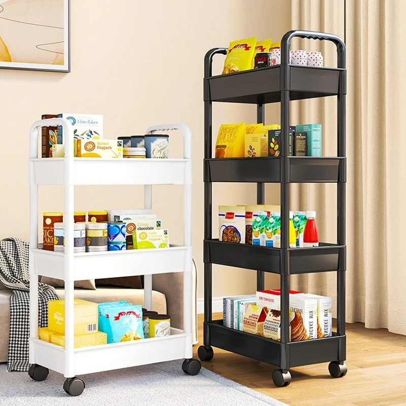 Bookshelf Storage Trolley Mobile Kitchen Organizer Cart With Wheels Multi-Layer Bathroom Shelves Household Snacks Storage Rack