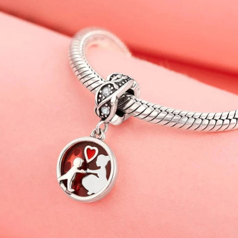 New 925 Silver Plated Family Kid Mom Stroller Feeding Bottle Charm Bead fit Original Pandora Bracelet Trinket DIY Women Jewelry