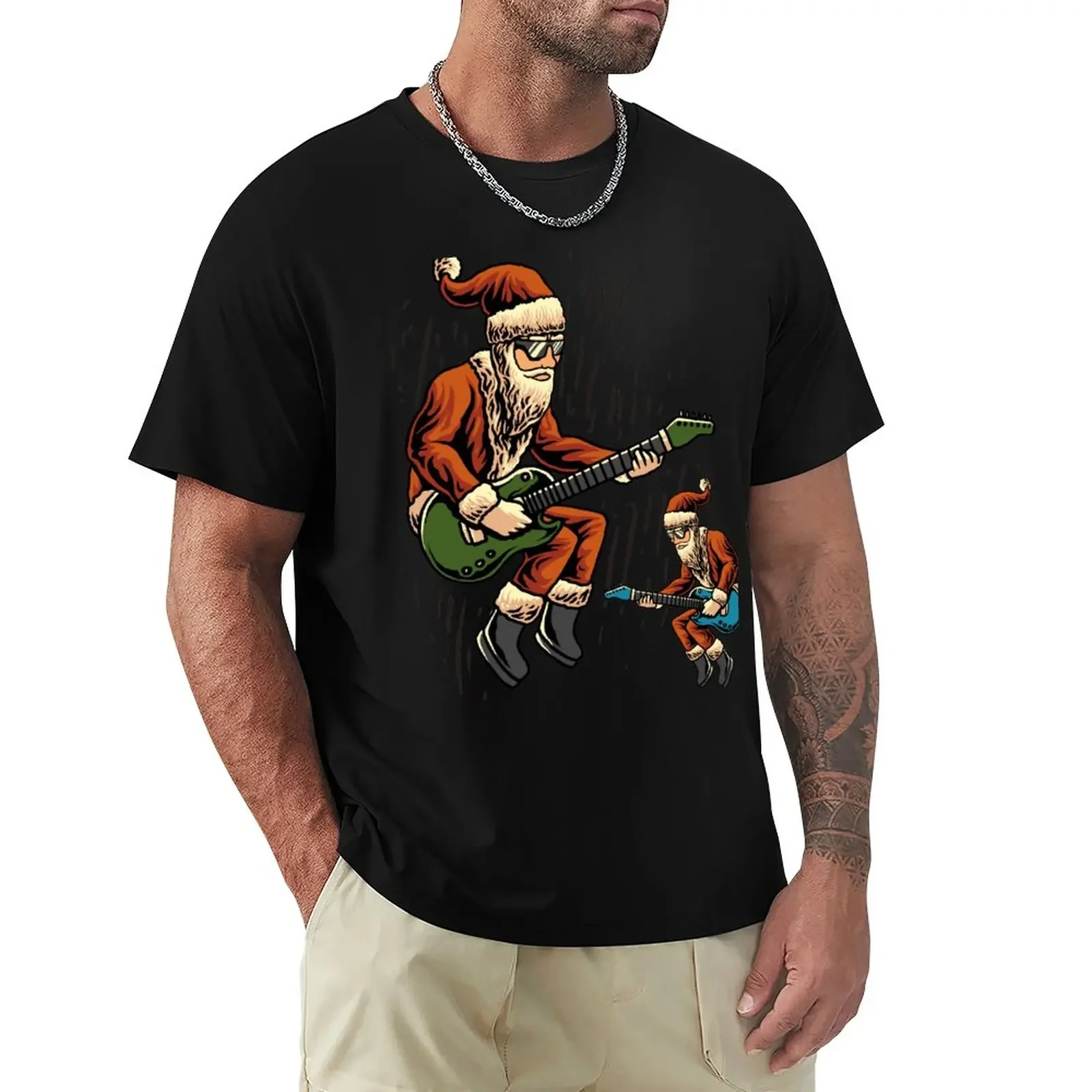 

Guitarist santa claus Christmas Gift T-Shirt shirts graphic tees plus sizes vintage clothes men clothings