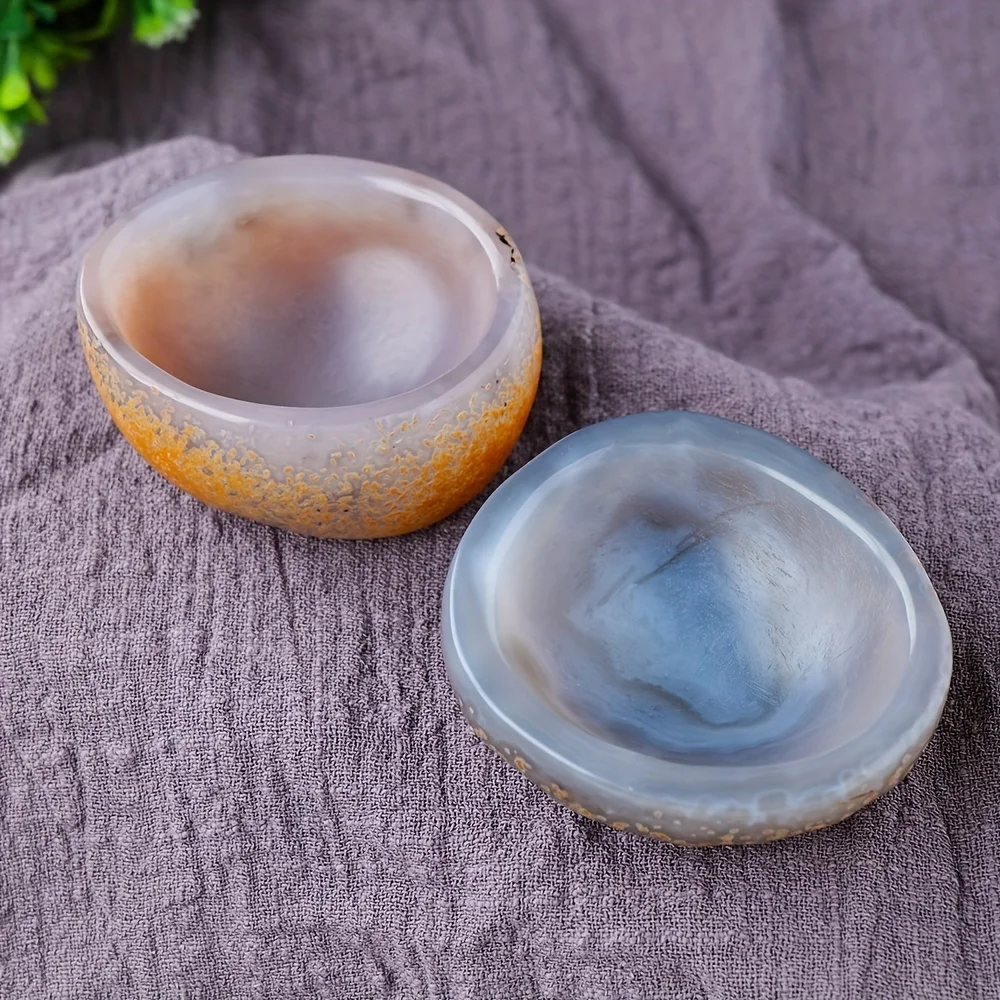 1PC Natural Crystal Agate Bowl Crystal Bowl Free-Form Gem Crafts - Tableware Wine Set Minerals Spiritual Reiki, Home Decor, Roo