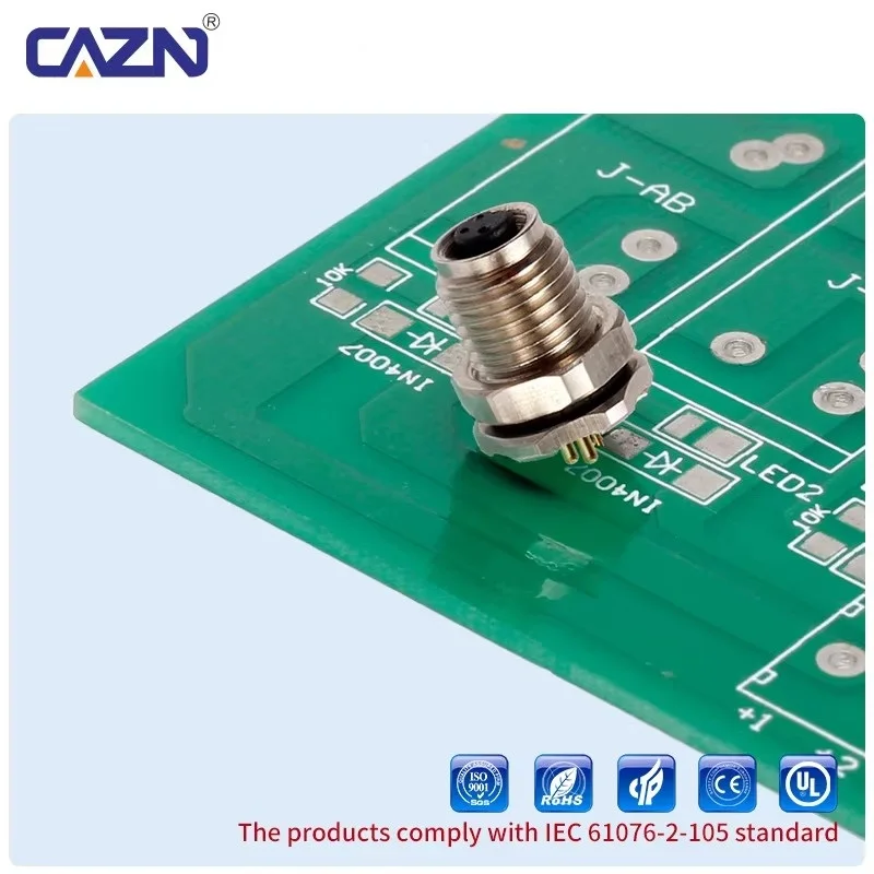 M5 Sensor Connector 3/4 Pin Male/Female Waterproof IP67 Automation PCB Front Mount Socket Plug for Electronic Components