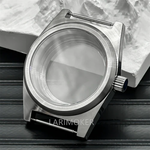 BLIGER 38mm acero inoxidable plata negro oro rosa caja cepillada de cristal de zafiro plano para NH35 NH36 ETA 2824 PT5000 sport