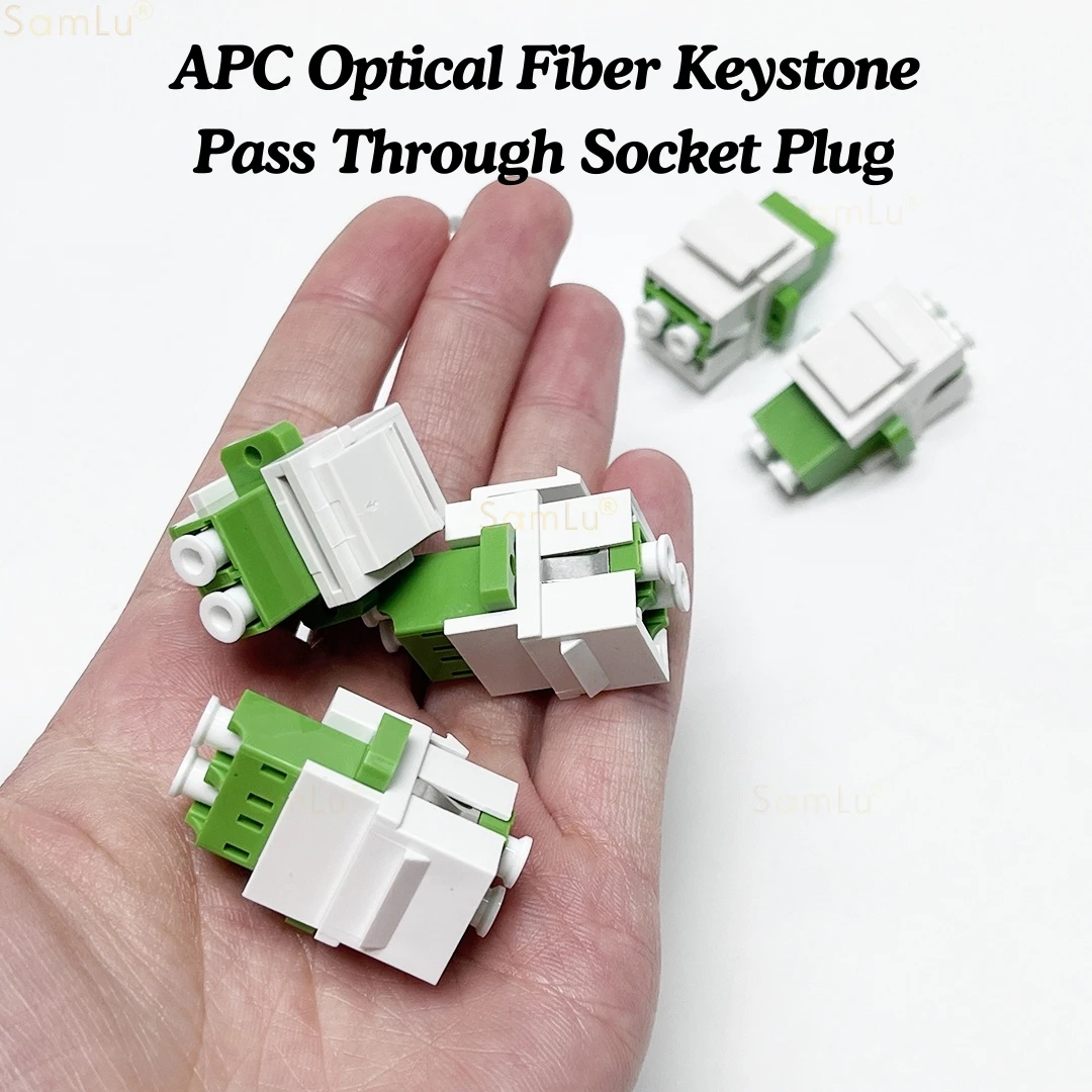 APC Optical Fiber Keystone Pass Through Socket Plug With Hook Insert For Duplex LC/LC Connector Adapter Network Extension Module