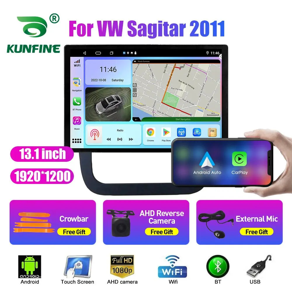 13.1 inch Car Radio For VW Sagitar 2011 Car DVD GPS Navigation Stereo Carplay 2 Din Central Multimedia Android Auto