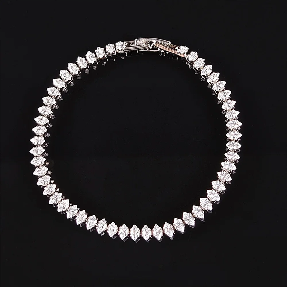 New Bracelet 17/18/19cm Marquise Oval Square Cut Luxury 925 Sterling Silver on Hand Tennis Bangle for Women Party Gift Jewelry view 3