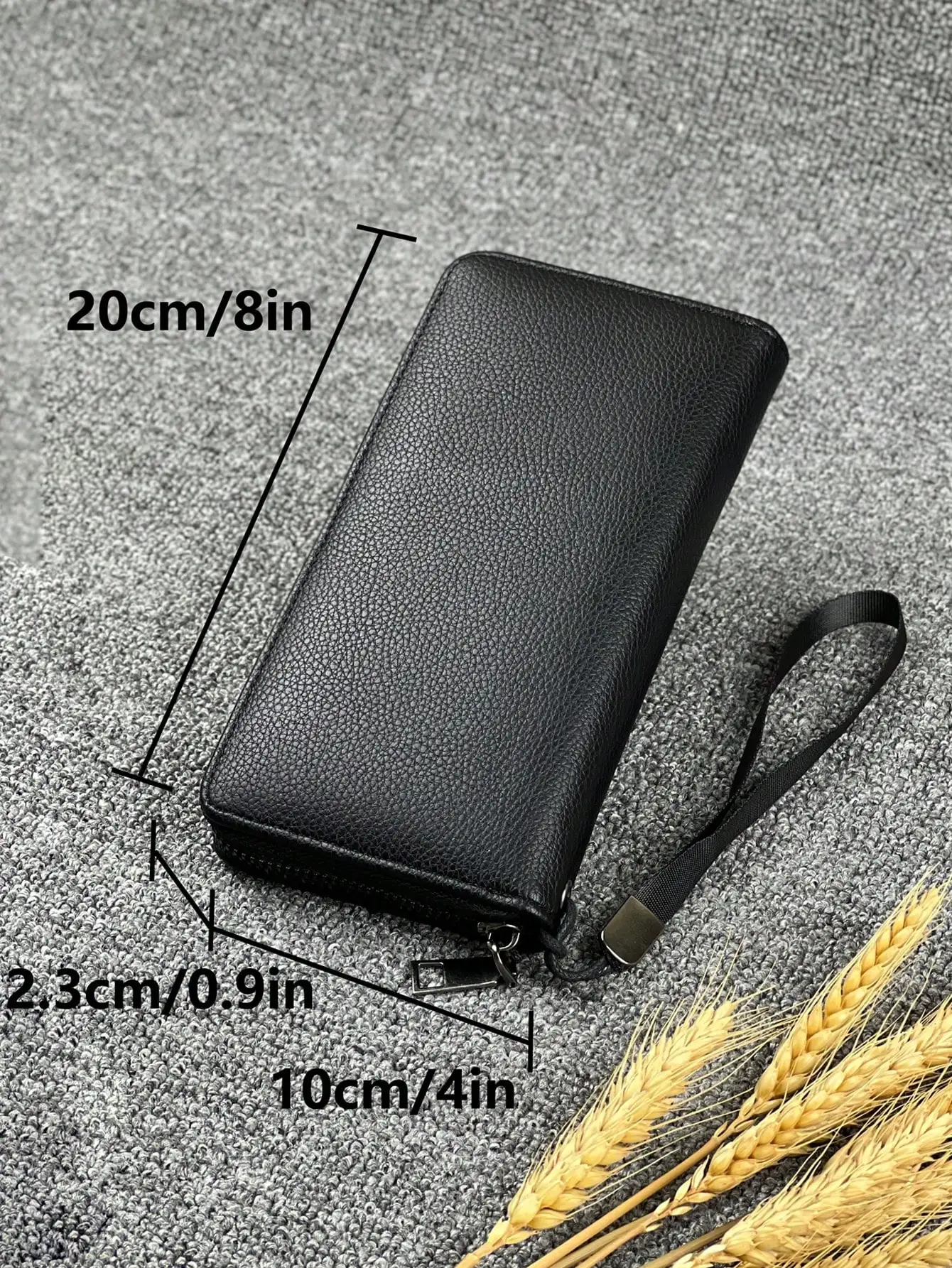 Business style long zipper wallet with multiple card slots, large capacity organizer clutch bag