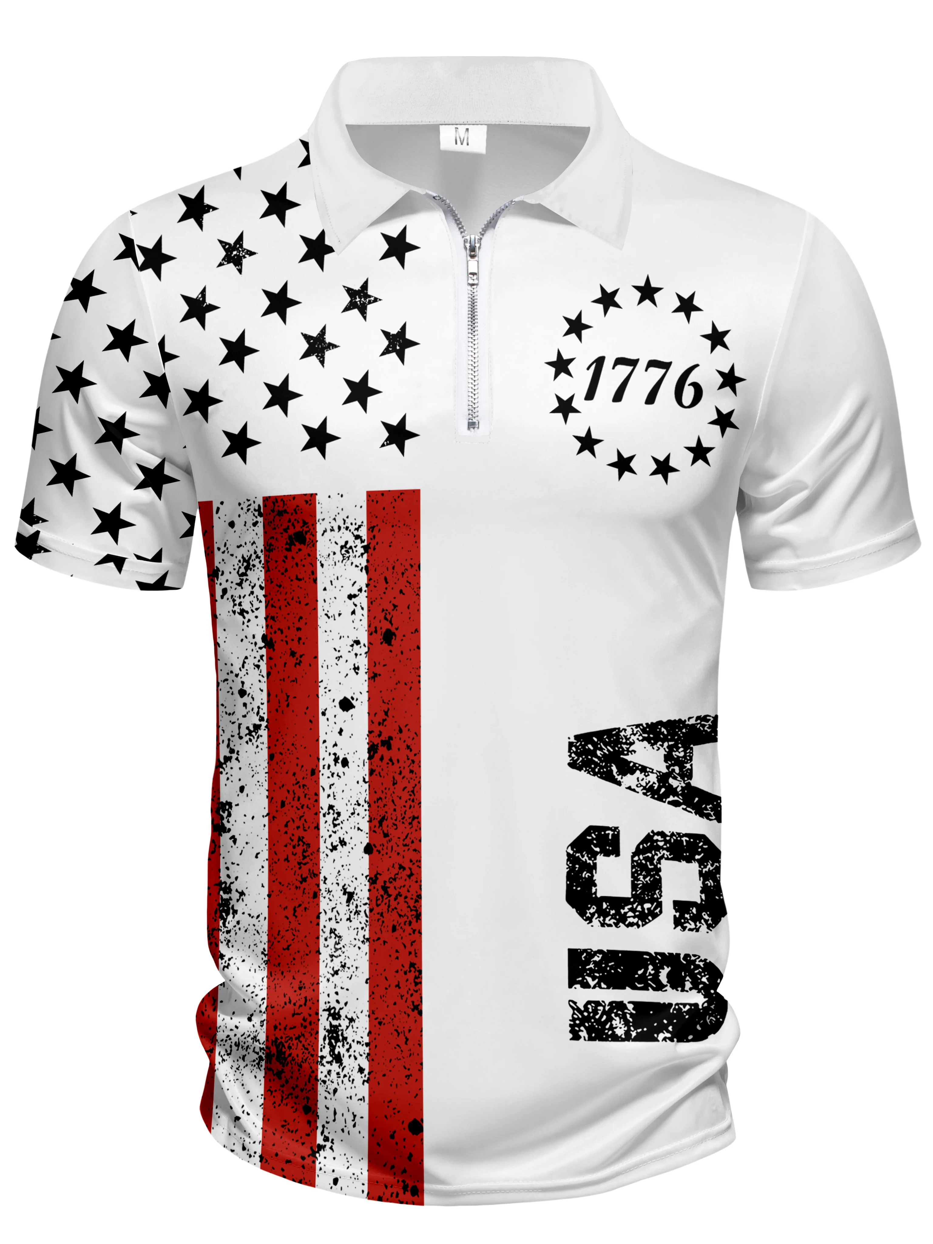 Men's summer polo fashion digital print polo personalized lapel short sleeved polo machine washable