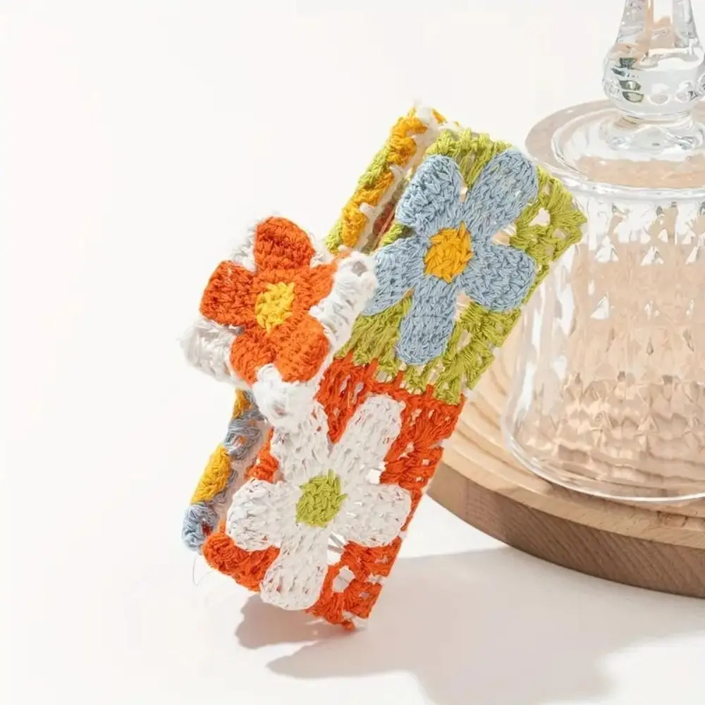 

Flower Floral Knitted Crab Clip Hollow Out Colorful Embroidered Crochet Shark Clip Hair Accessories Headwear