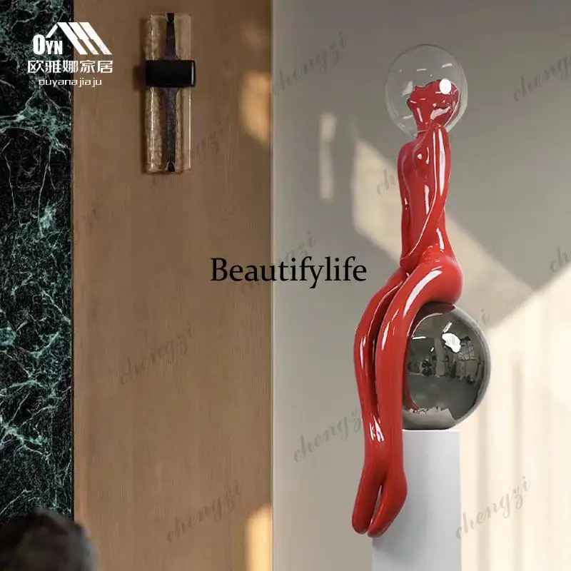Modern girl art sculpture floor-to-ceiling ornament designer hotel sales office exhibition hall creativity