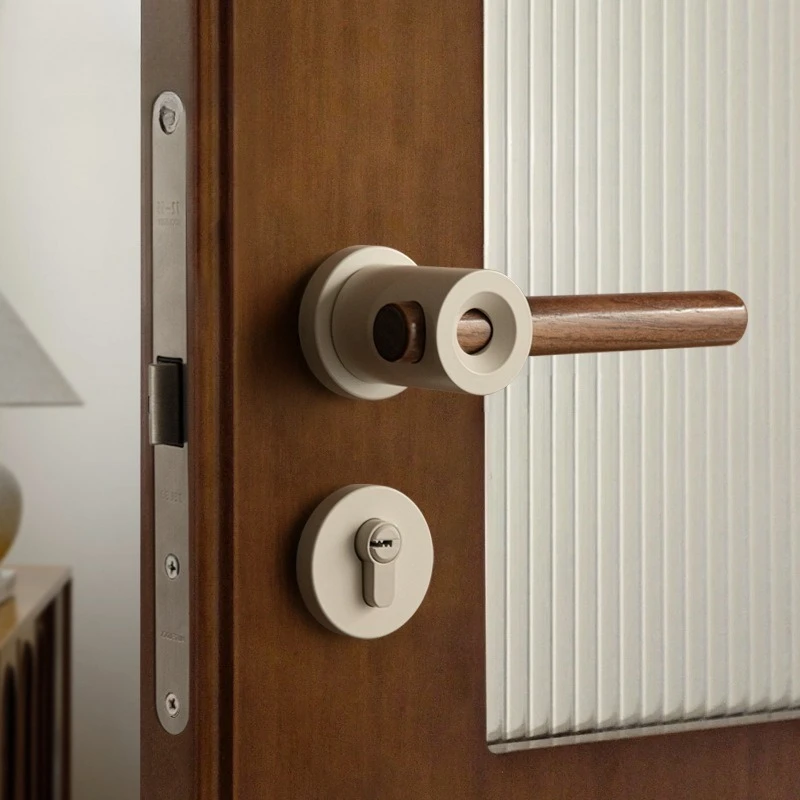 

Home Walnut Wood Door Handle Alloy Safety Door Lock Bedroom Magnetic Locks Universal Split Lock Silent Locks Door Hardware Tools