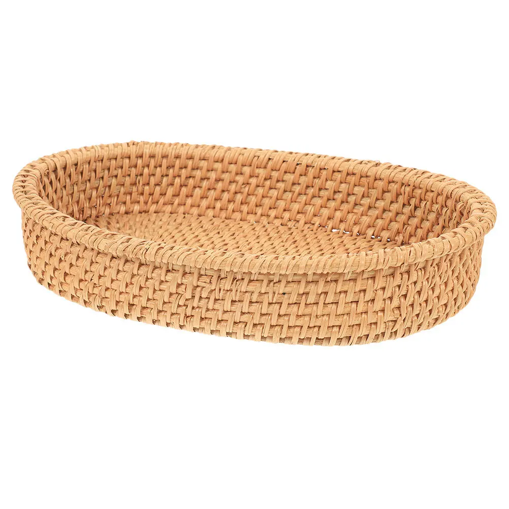

Multifunctional Chopstick Basket Woven Bread Basket for Tabletop Snacks Fruit Candy Storage Daily Use Kitchen Storage Tray