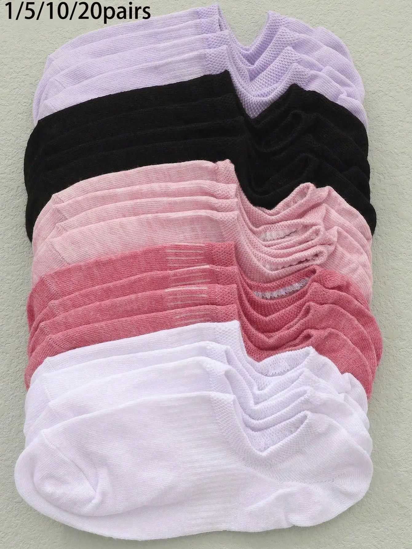 1/5/10/20 Pairs Multicolor Women's Boat Socks, Summer Thin Breathable Low Vamp Anti-Slip Non-Slip Heel Invisible Short Socks