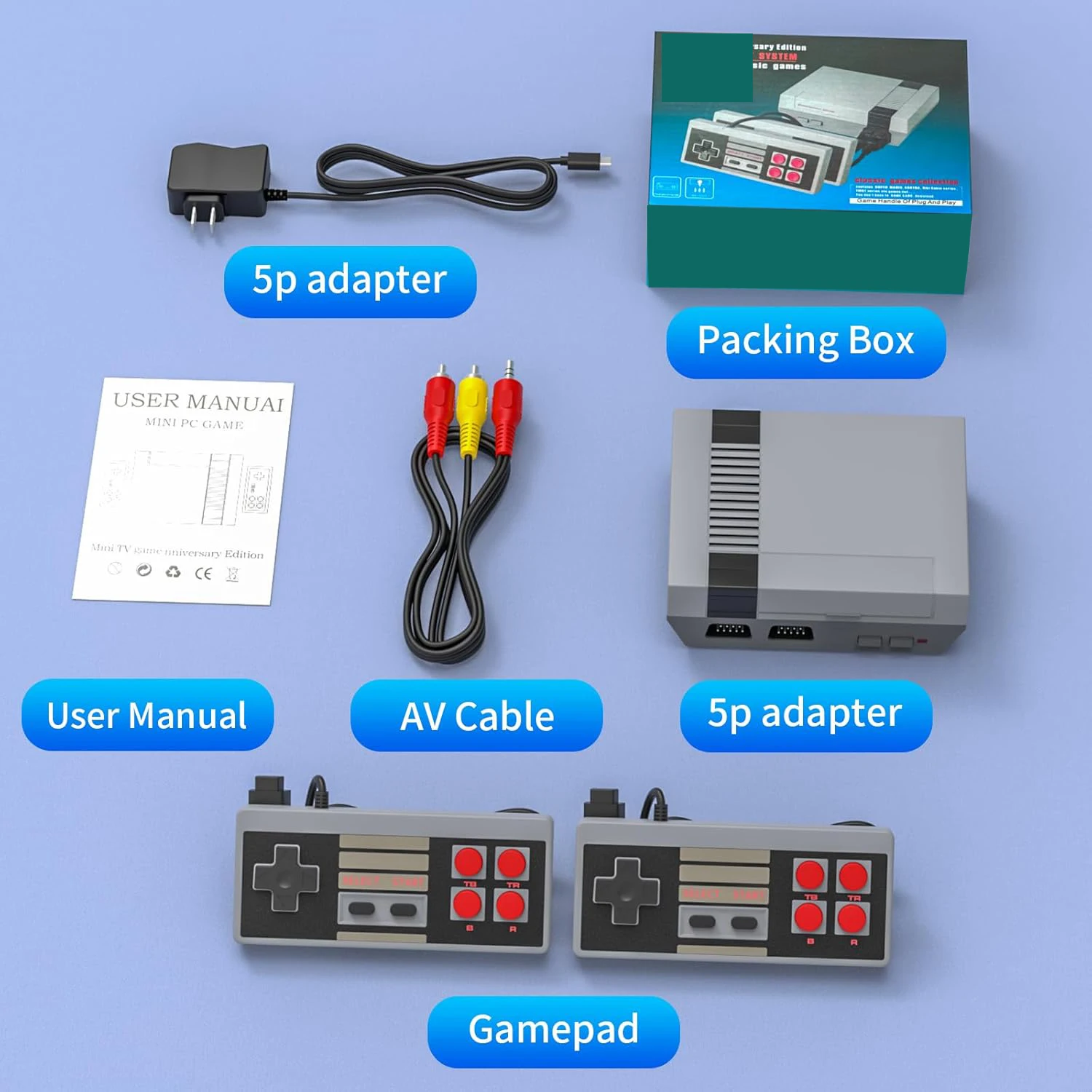 وحدة تحكم ألعاب ريترو، نظام ألعاب فيديو كلاسيكي AV، وحدة تحكم مدمجة في 620 لعبة مزدوجة الوضع مع وحدة تحكم، هدية للعطلات #5