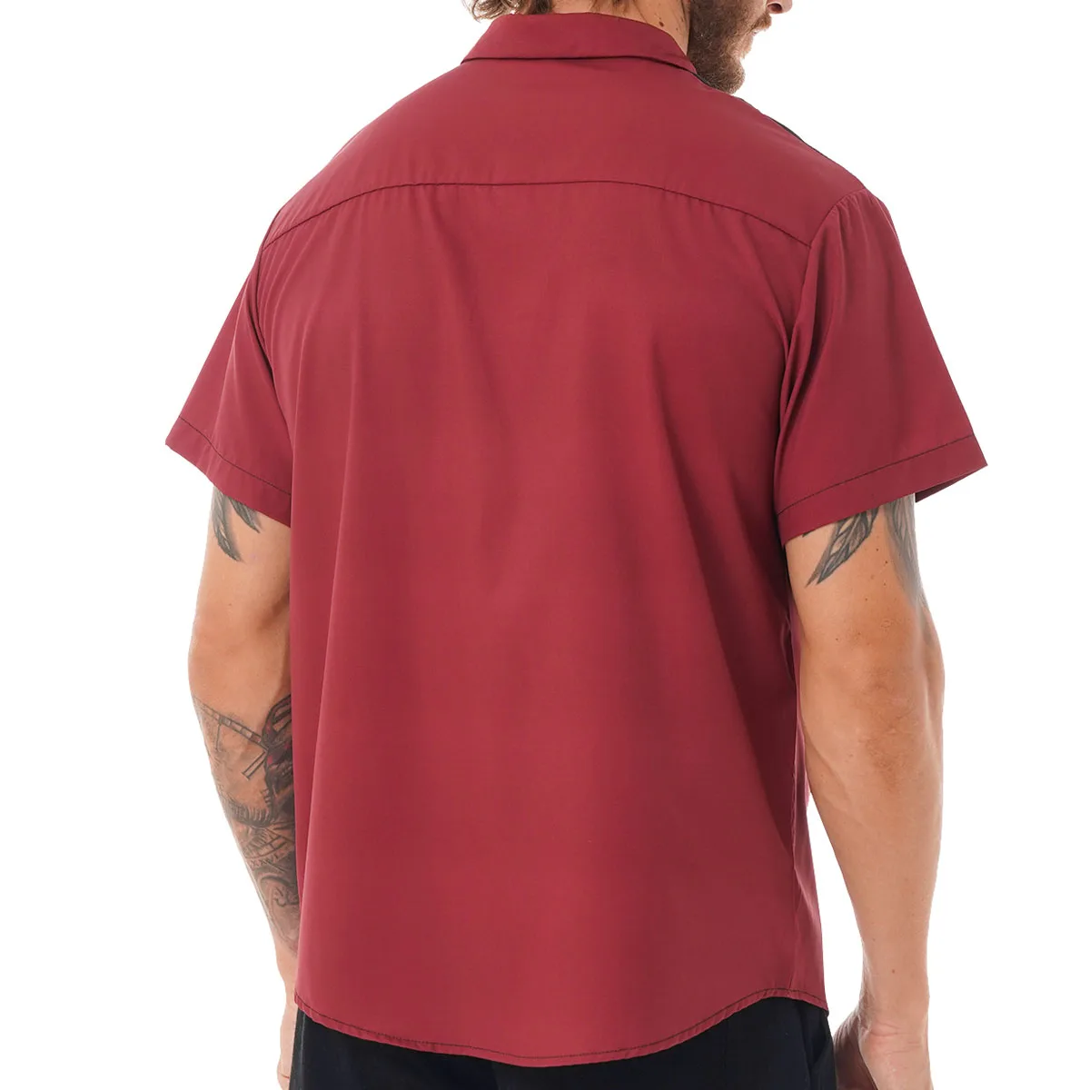 Men's Retro Short Sleeve Camp Shirt Button Down Loose Cuban Bowling Shirts Casual 50s Color Block Striped Notched Collar Shirt