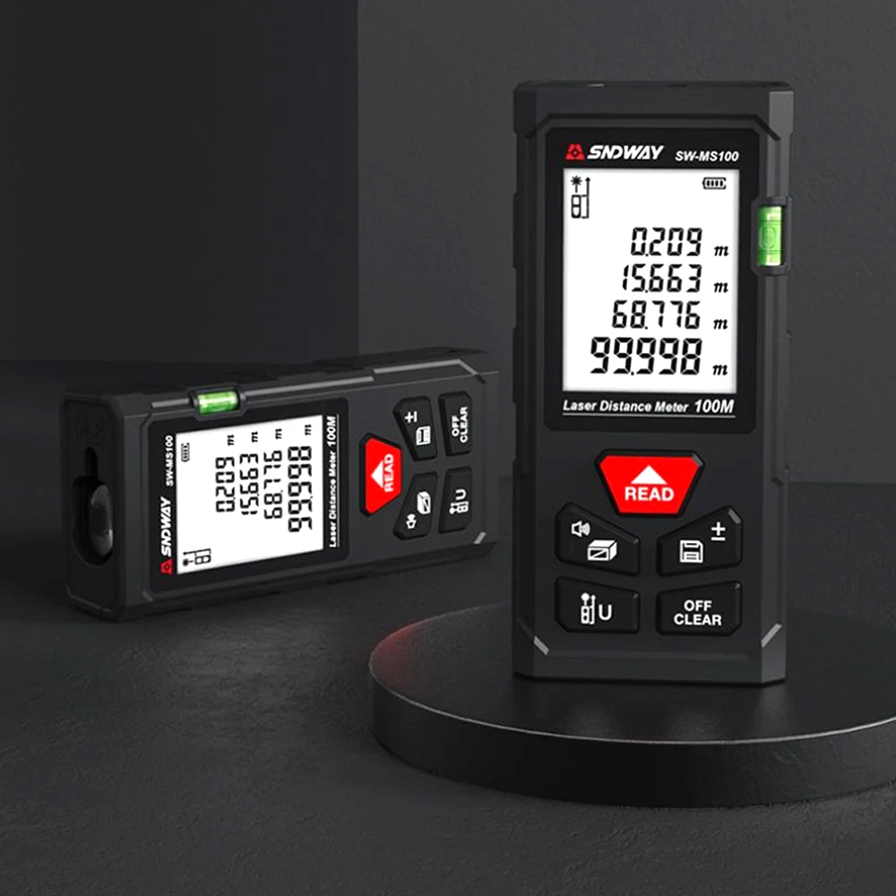 SNDWAY Laser Distance Meter Digital Rangefinder Mini Laser Tape Measure Range Finder Professional M/In/Ft Laser Measuring Meter