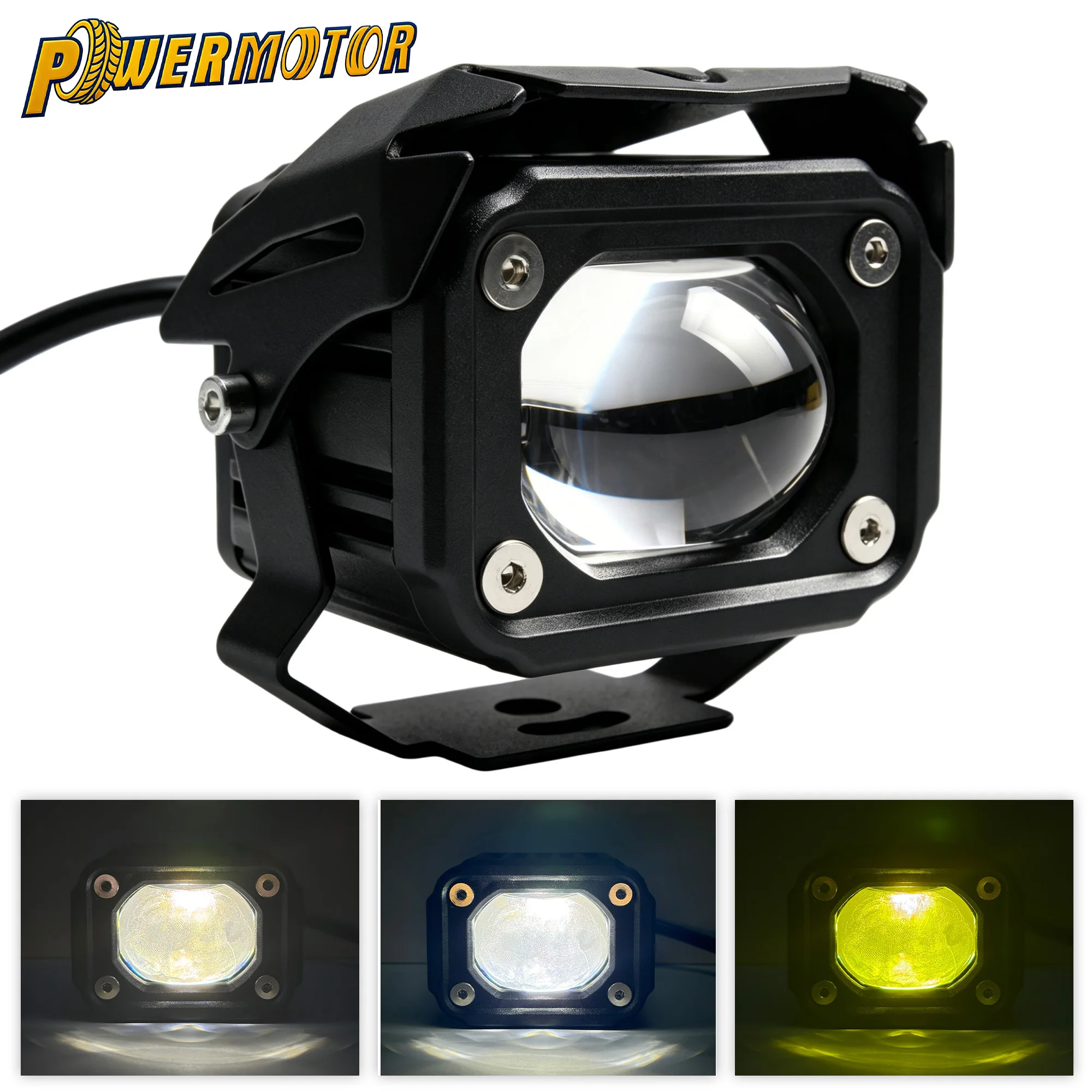 

12-80V Universal LED Auxiliary Spotlight IP68 Waterproof 4000LM White Yellow Dual Color Fog Lamp For Motorcycle ATV Scooter Car