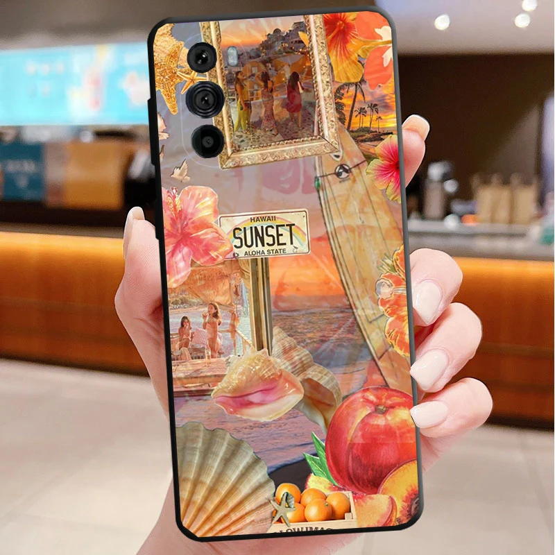 

Summer Ocaen Beach Lemon Flower Case For Motorola Edge 50 40 Pro 60 50 40 30 Ultra Neo Fusion Moto G Play G Stylus G Power G