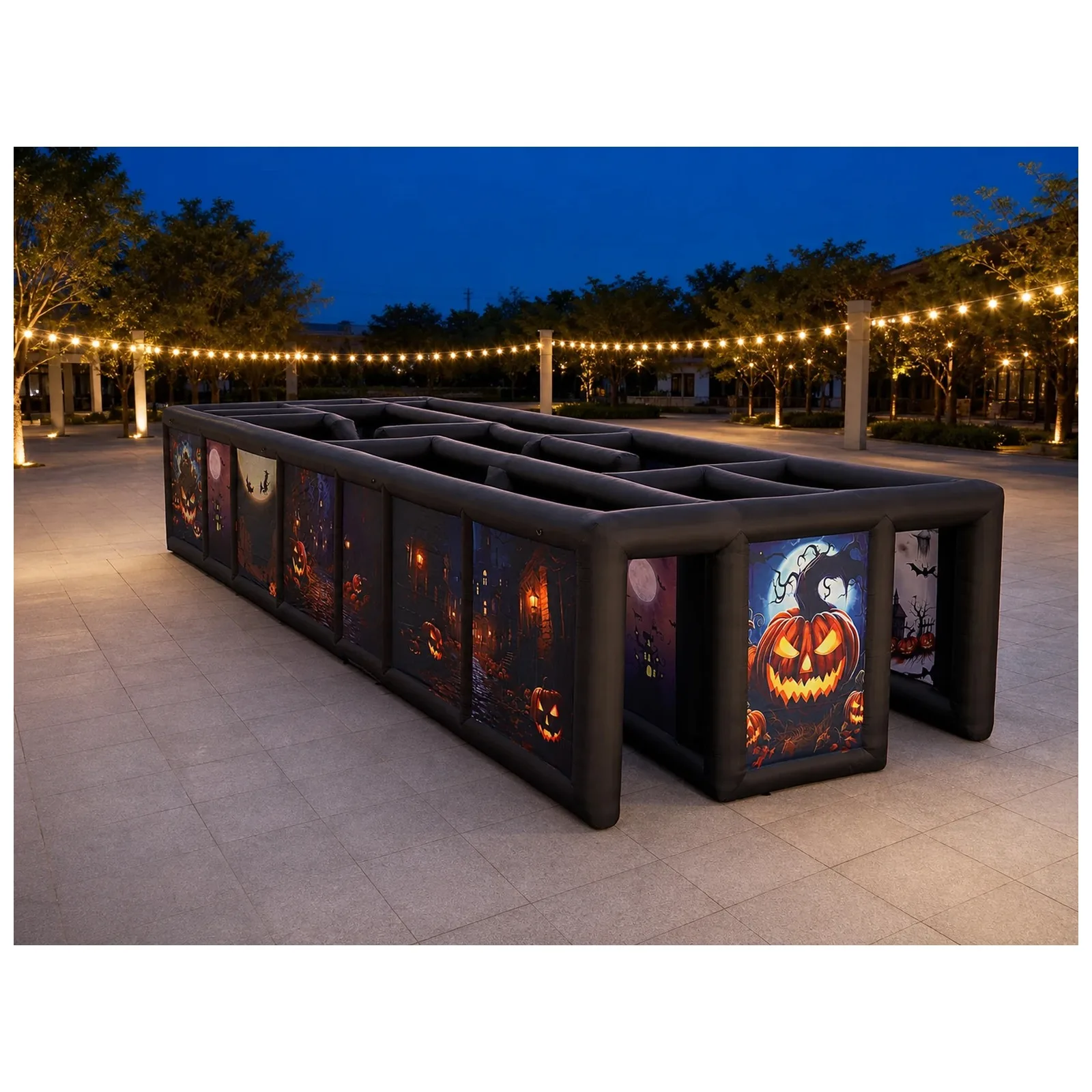 Large Pumpkin Panel Open Top Inflatable Maze 3X10m 10X33ft with Blower Sports Events Exciting Party Events Kids and Adults