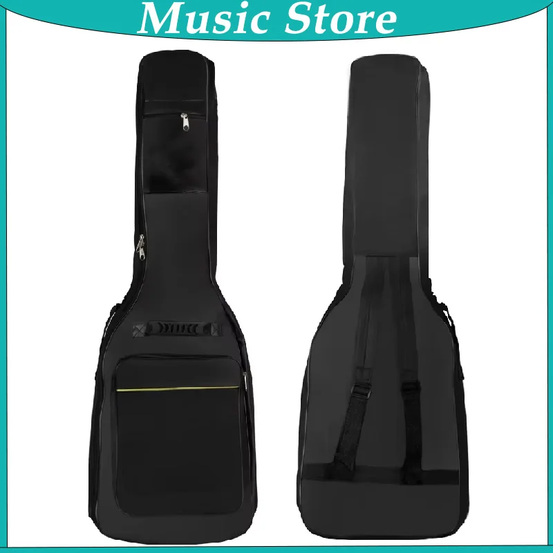 Gig Bag für E-Gitarre, schwarz, wasserdicht, Gitarrenkoffer, doppelter Riemen, gepolsterte Tasche, Rucksack, Schultergurte, Gitarrenzubehör